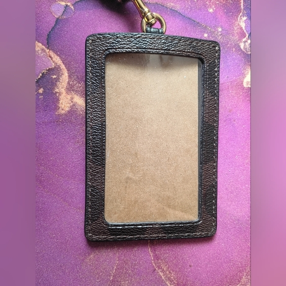 COACH Signature Canvas Badge ID Lanyard - Brown/Black - Iconic Logo Designer Old - Picture 4 of 8